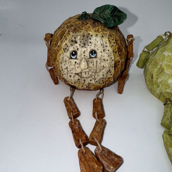 Vintage 80s Anthropomorphic Shelf Sitter Fruit Figures Orange Pear Carmel Apple* - Picture 2 of 10